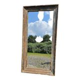 Rectangular polychrome teak mirror