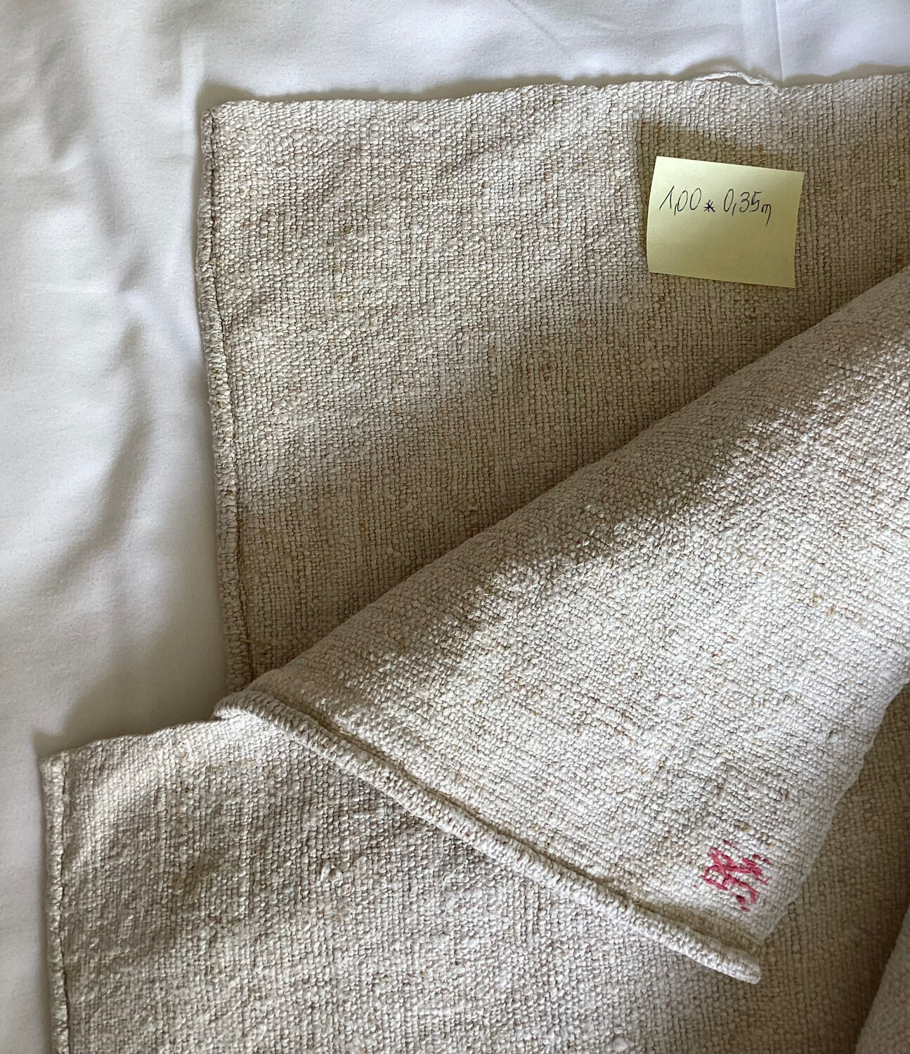 Set of 2 old coupons (tea towels) in hemp canvas