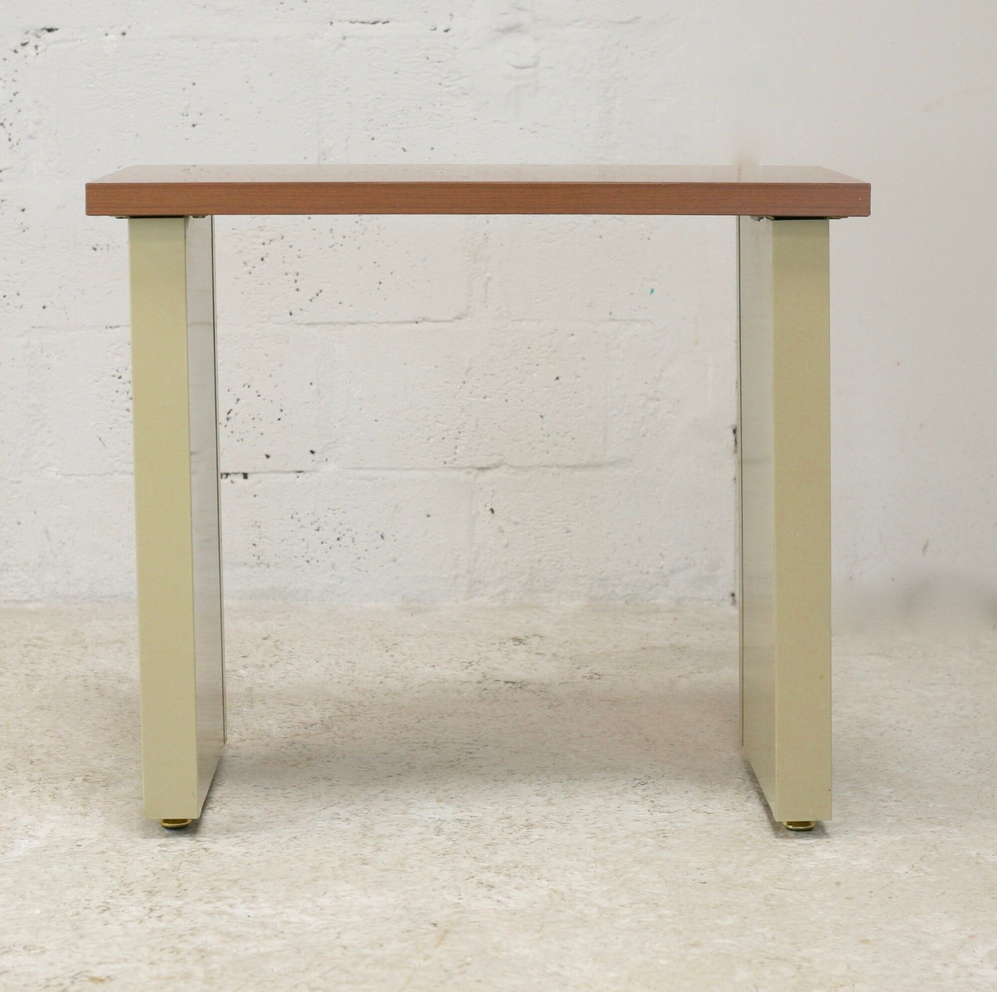 Minimalist desk, lacquered steel, formica top. France, circa 1970
