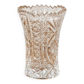 Vase soliflore en verre transparent taillé, décor géométrique
