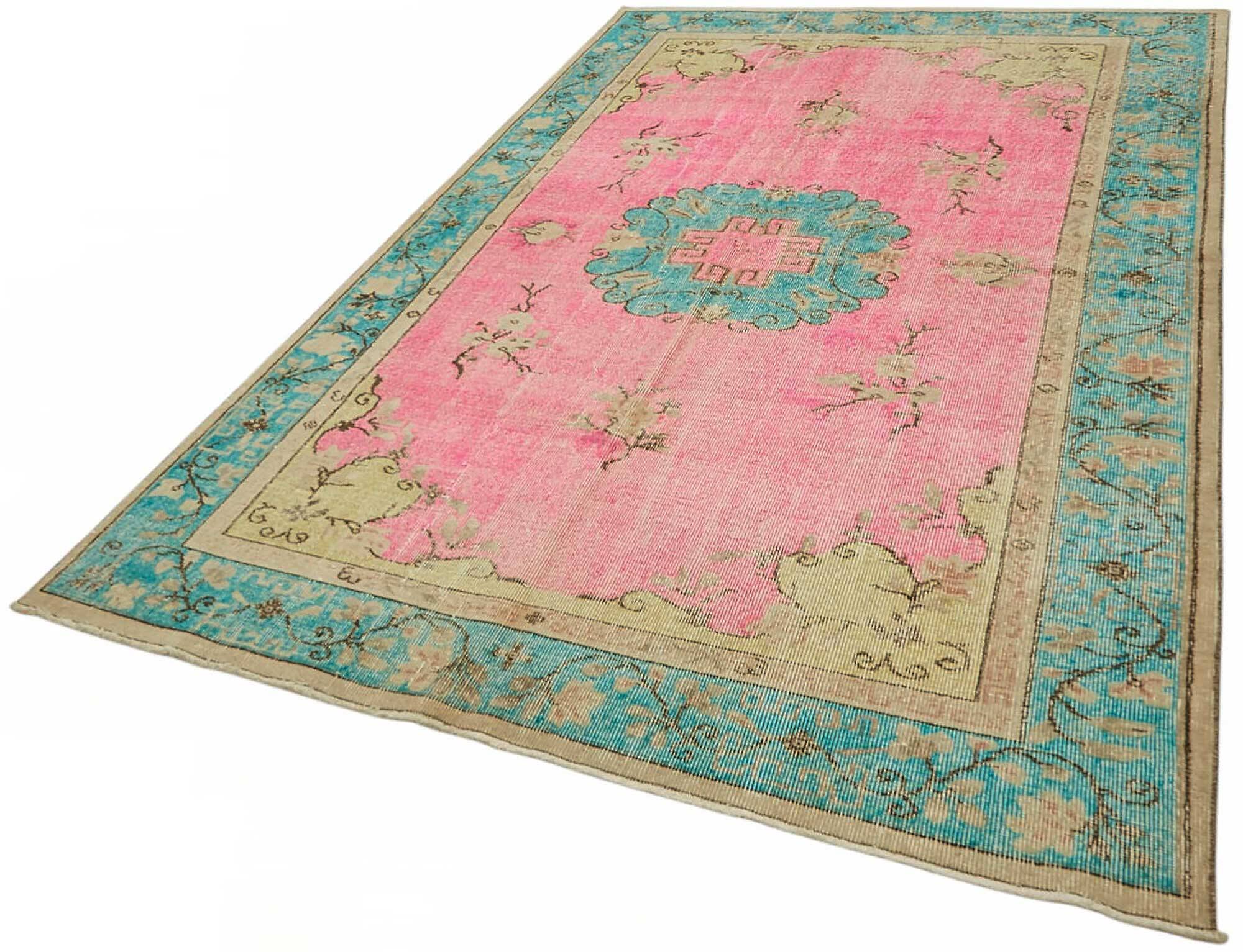 Overdyed Wool Vintage Handmade Carved Rug 176 cm x 271 cm