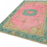 Overdyed Wool Vintage Handmade Carved Rug 176 cm x 271 cm
