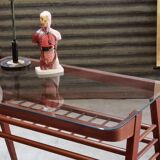 Side table or wood and glass console by Frantisek Jirak 1960