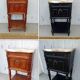 Romantic black bedside table with patinated marble and wood
