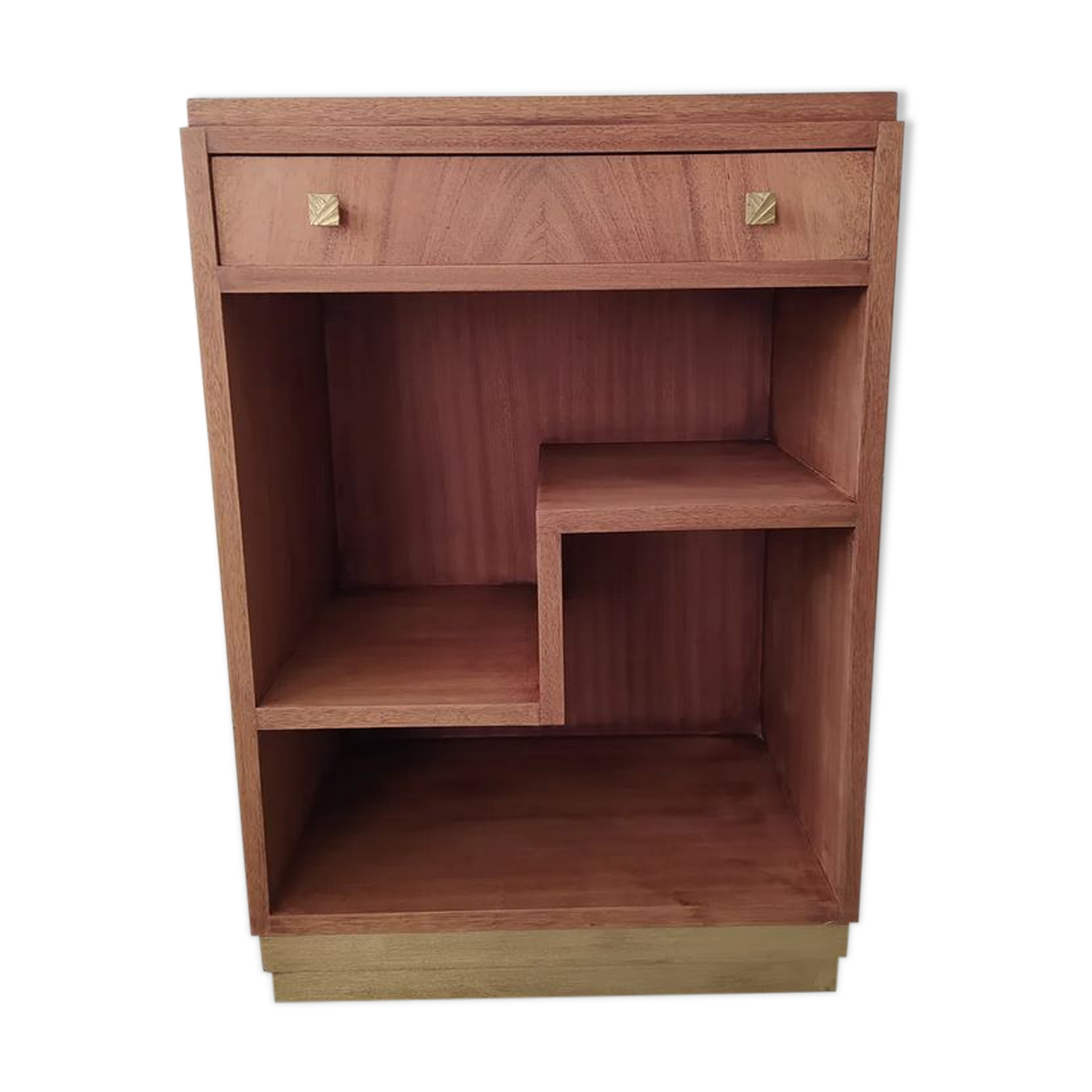 Entrance furniture console art deco in teak and gold wood