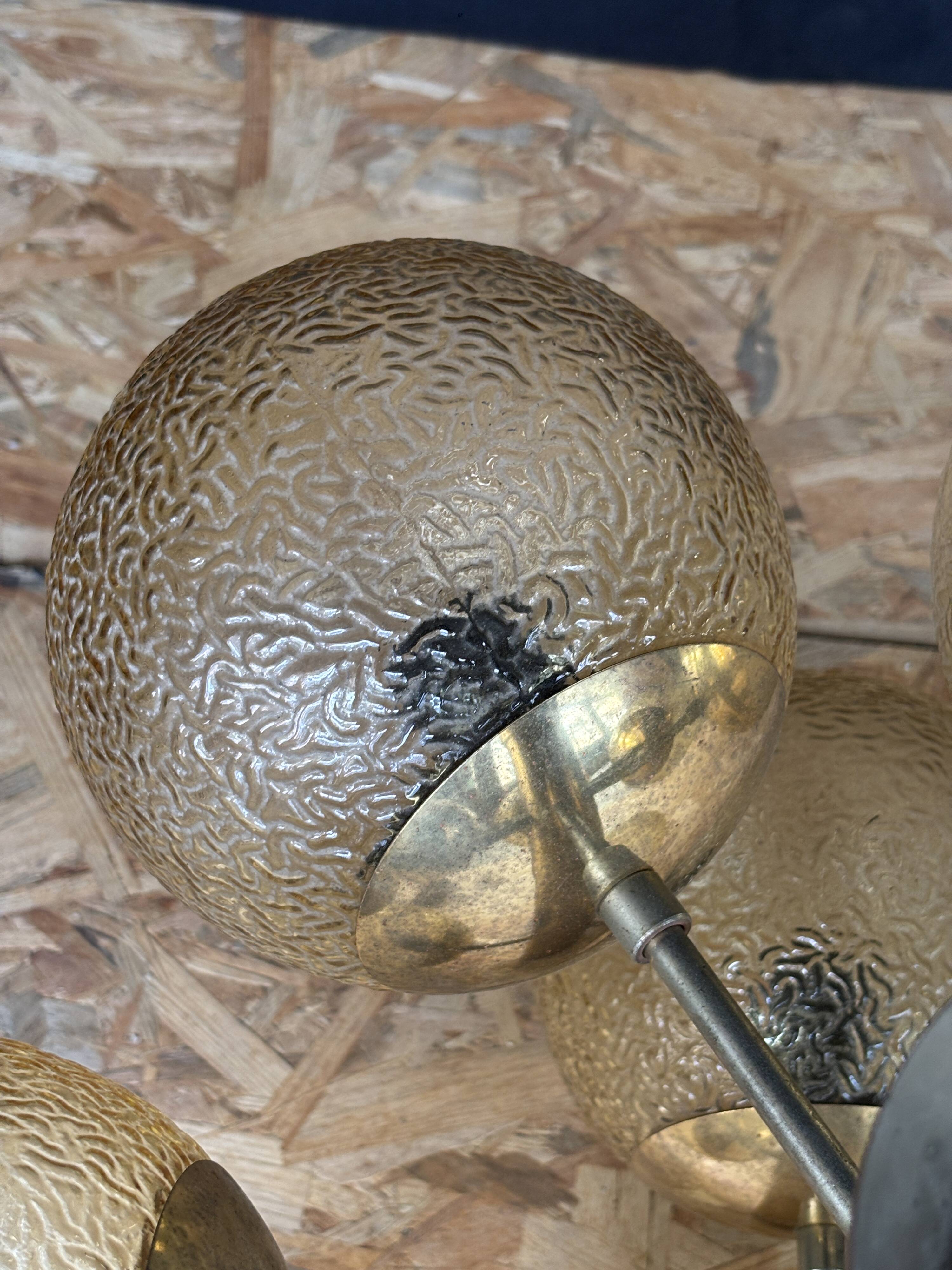 Lustre Space Age allemand 9 globes, attribué à Kaiser Leuchten, 1970