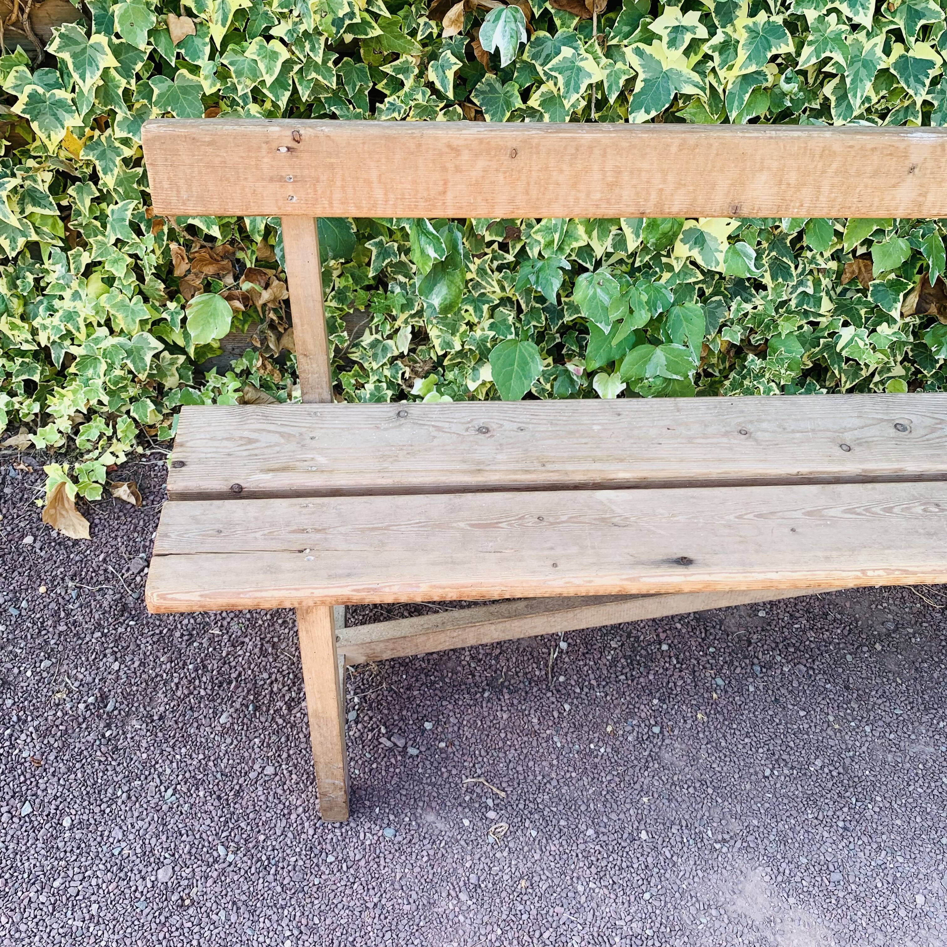 Old wooden church bench with backrest - 3 metres -