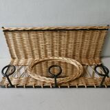 Wall coat rack with 3 ferotin hooks, with mirror, 1960s