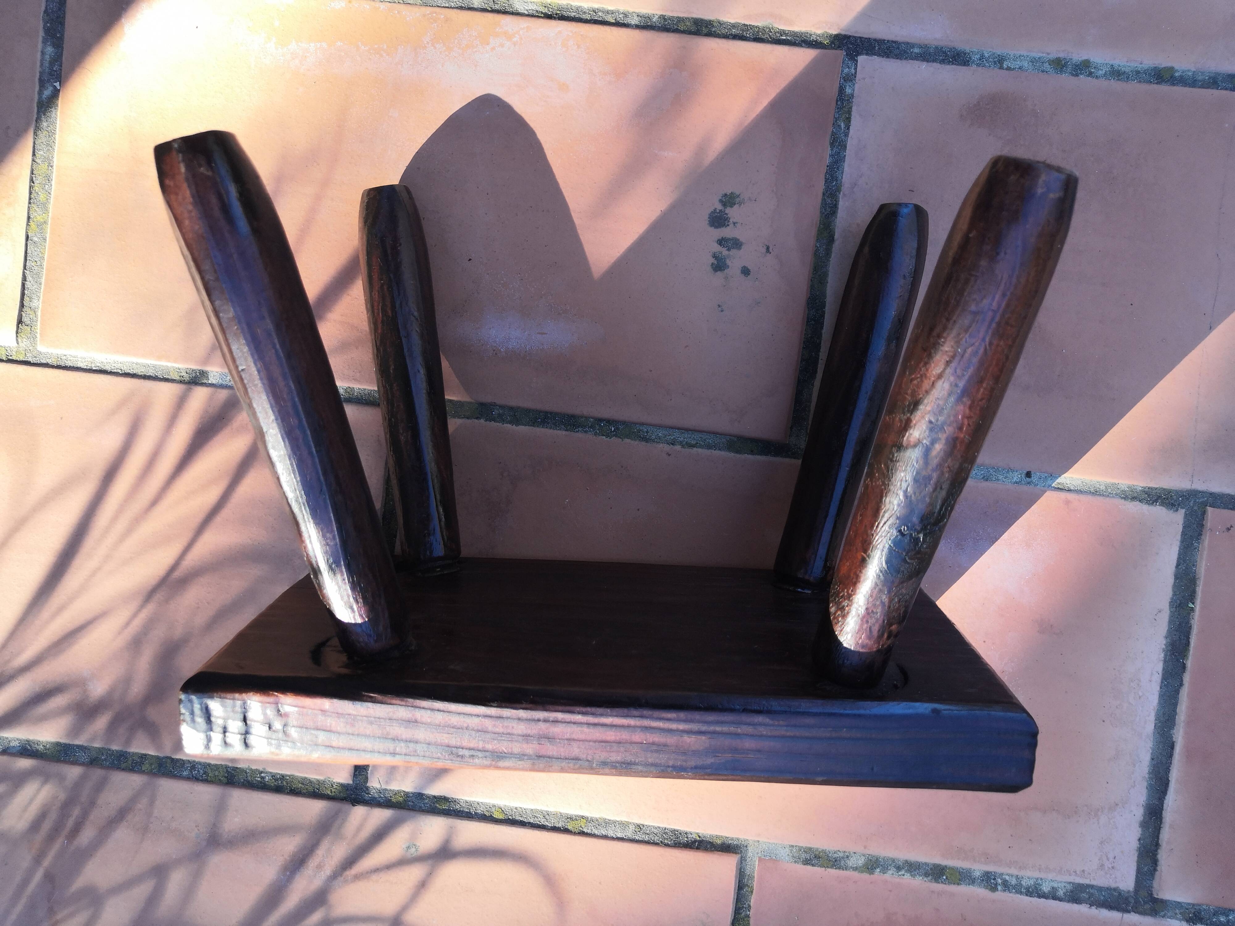 Step footrest solid wood vintage brutalist stool