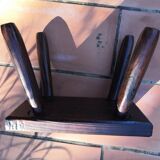 Step footrest solid wood vintage brutalist stool