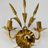 Golden vintage wall lamp, ear of wheat.