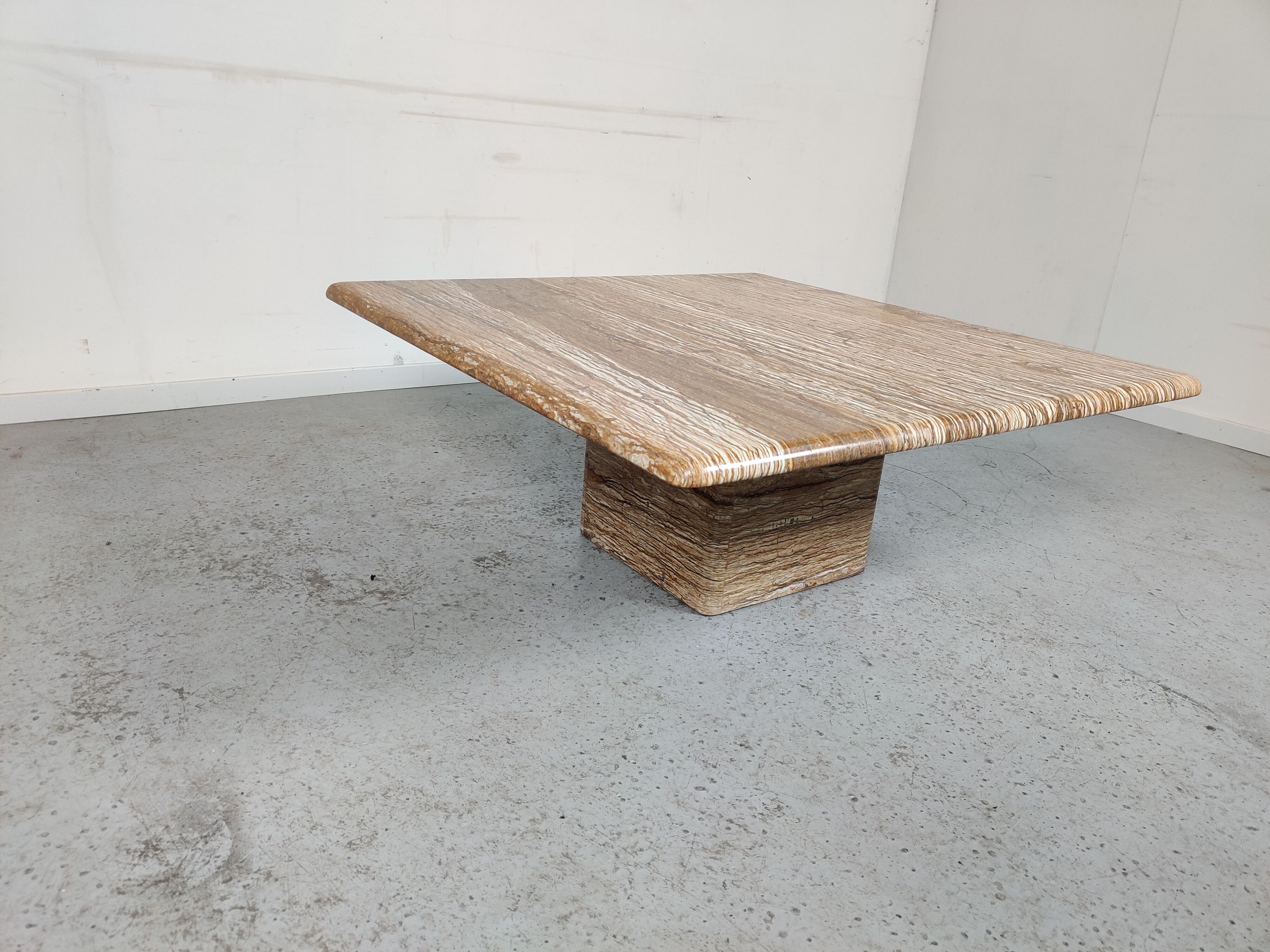 Vintage Italian travertine coffee table, 70s
