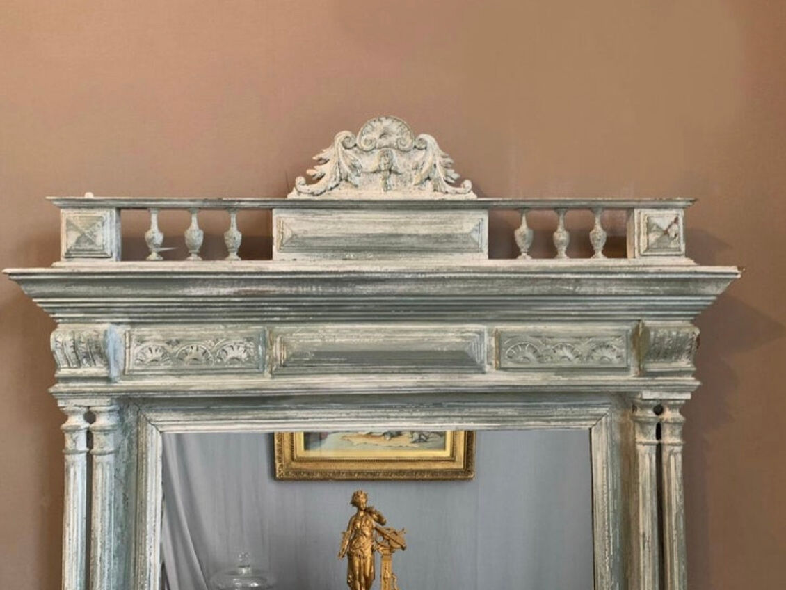 Neo-Renaissance mirror in patinated wood 19th century