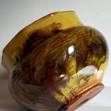 Old provencal pot cover in glazed terracotta