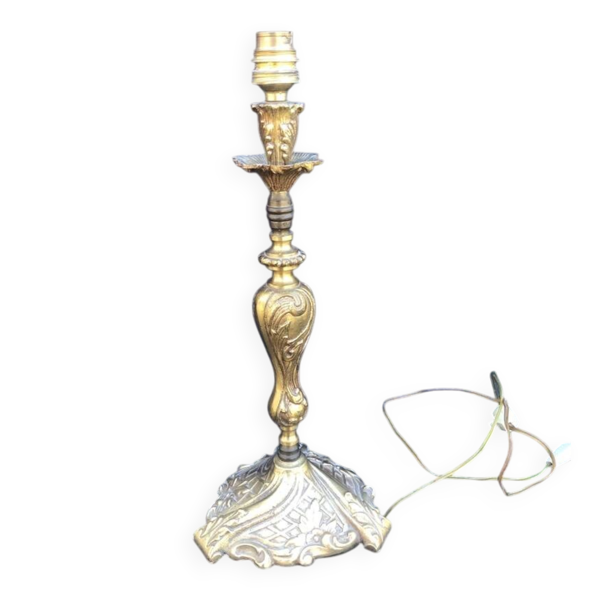 French Bronze Brass Table Lamp: Louis XV Style Vintage Lighting