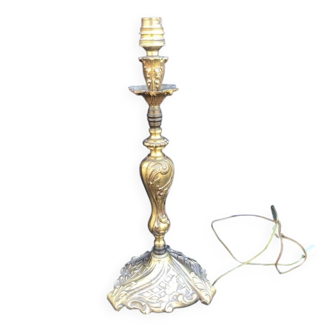 Lampe de table française en bronze et laiton : luminaire vintage de style Louis XV