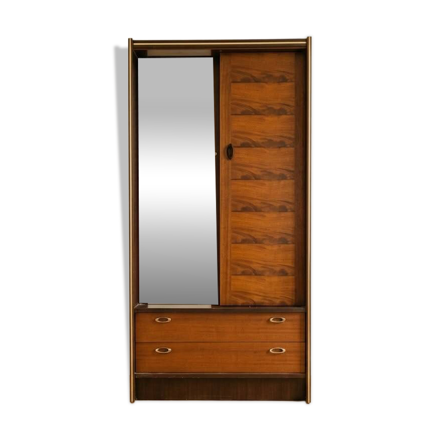 1970s wooden wardrobe with mirror