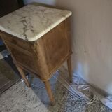 Bedside table encienne in walnut and marble