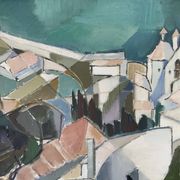 Vintage Modernists Oil On Canvas Landscape Painting by Nini Landgren 1950s