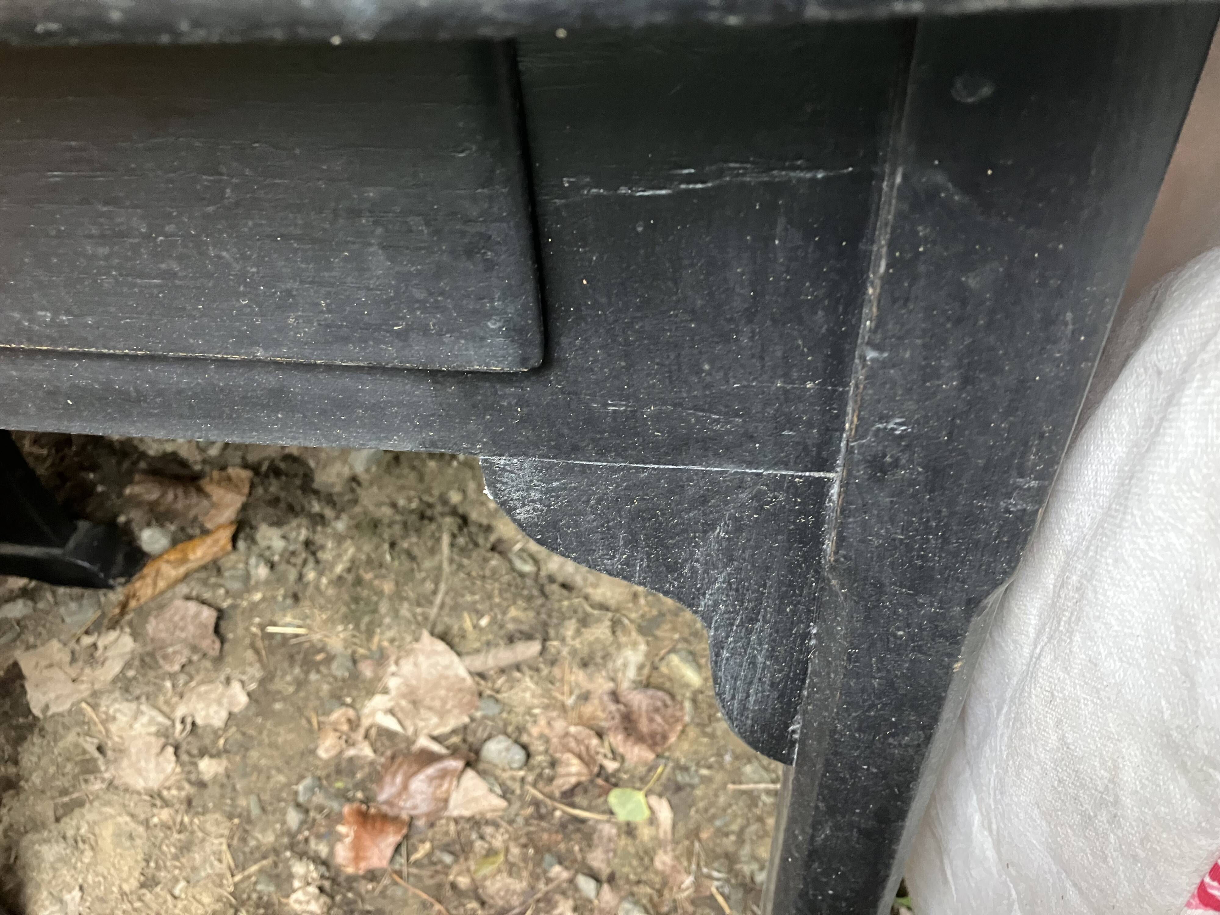 Old painted farmhouse table and 2 shabby chic benches