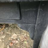 Old painted farmhouse table and 2 shabby chic benches