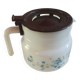 Vintage coffee bowl in arcopal with small flowers blue mysotis brown lid