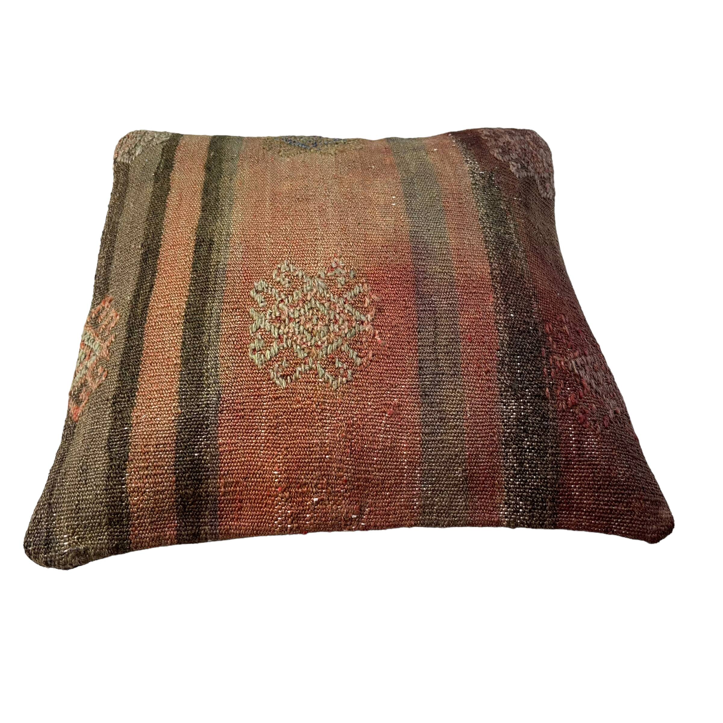 Housse de coussin kilim turc vintage, 40 x 40 cm