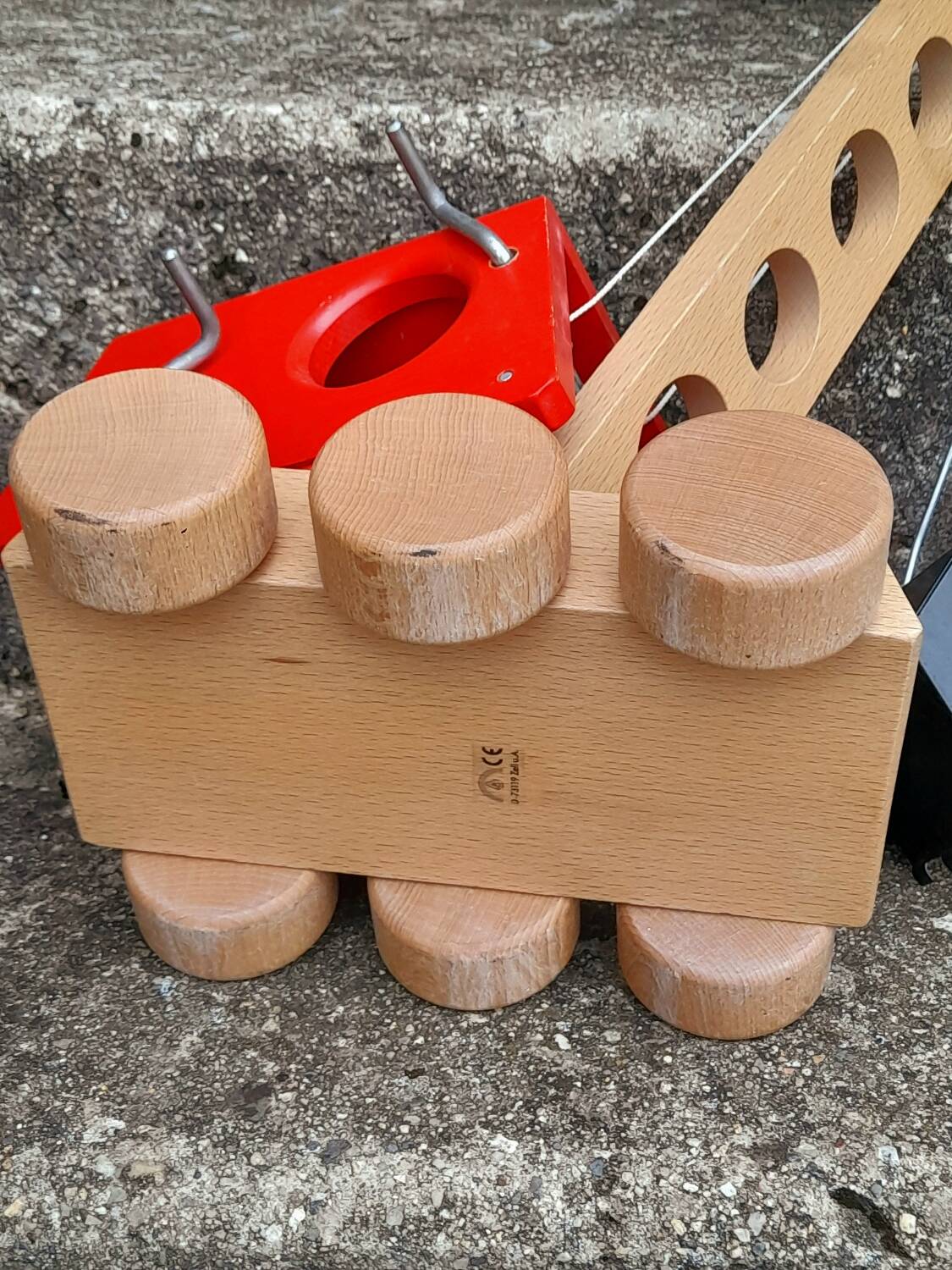 Wooden digger crane toy