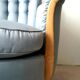 Cocktail chair bas corbeille in sycamore blond and blue silk - art deco 1930