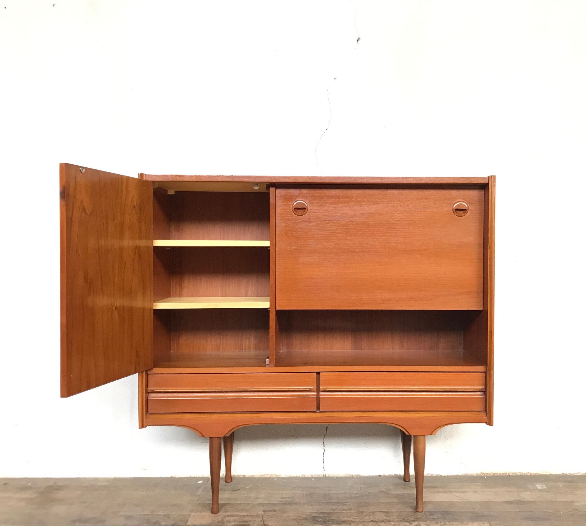 Scandinavian high sideboard in teak 1960s