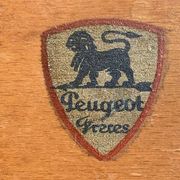 Peugeot Freres coffee grinder in wood and vintage blue metal