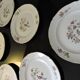 Service of 6 flat plates, semi-glazed ceramics, vintage