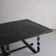 Table basse en métal forgé et pierre noire | Style brutaliste | France | Années 1970
