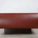 Vintage square travertine and leather coffee table