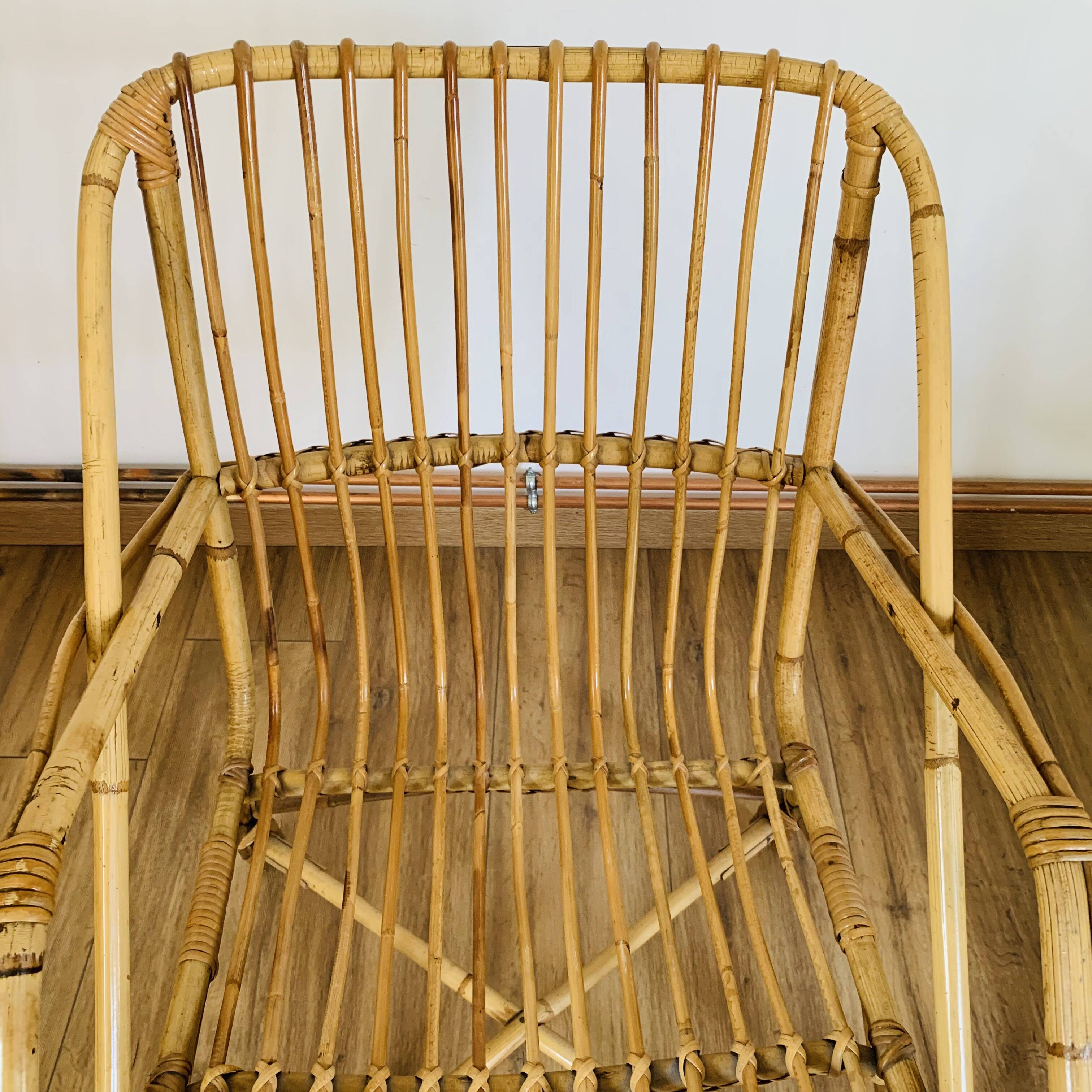 Cubic rattan armchair