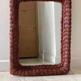 Vintage rattan wall mirror