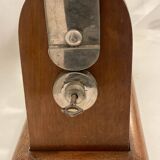 Portable Art Deco liquor cabinet in mahogany & metal with 3 Baccarat crystal bottles.