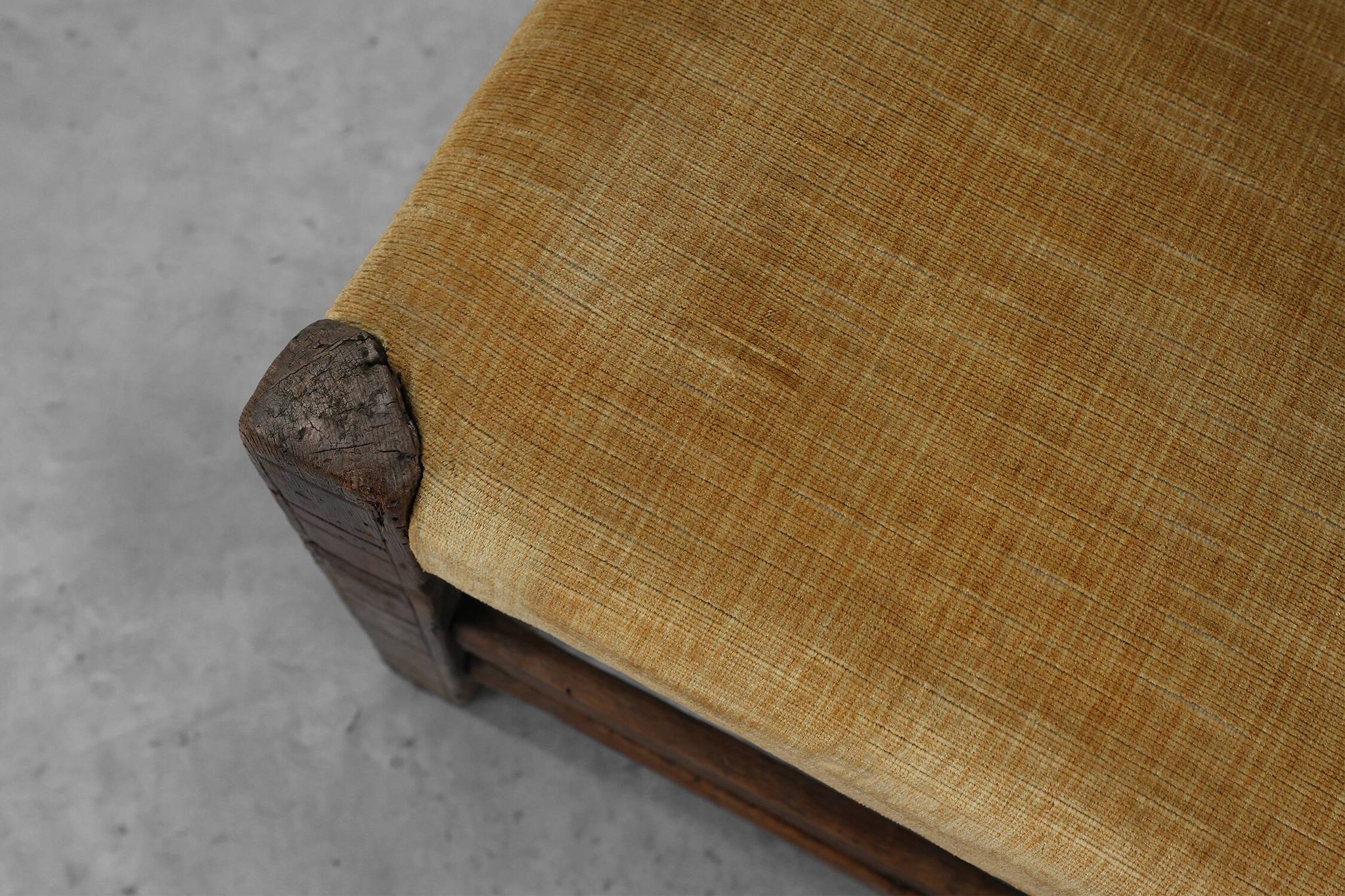 19th Century Spanish Hand-Carved oak Side Chair with Velour Seat