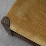 Chaise d'appoint espagnole en chêne sculpté et assise en velours, XIXe siècle