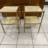 Pair of vintage marble and brass end tables 1970s