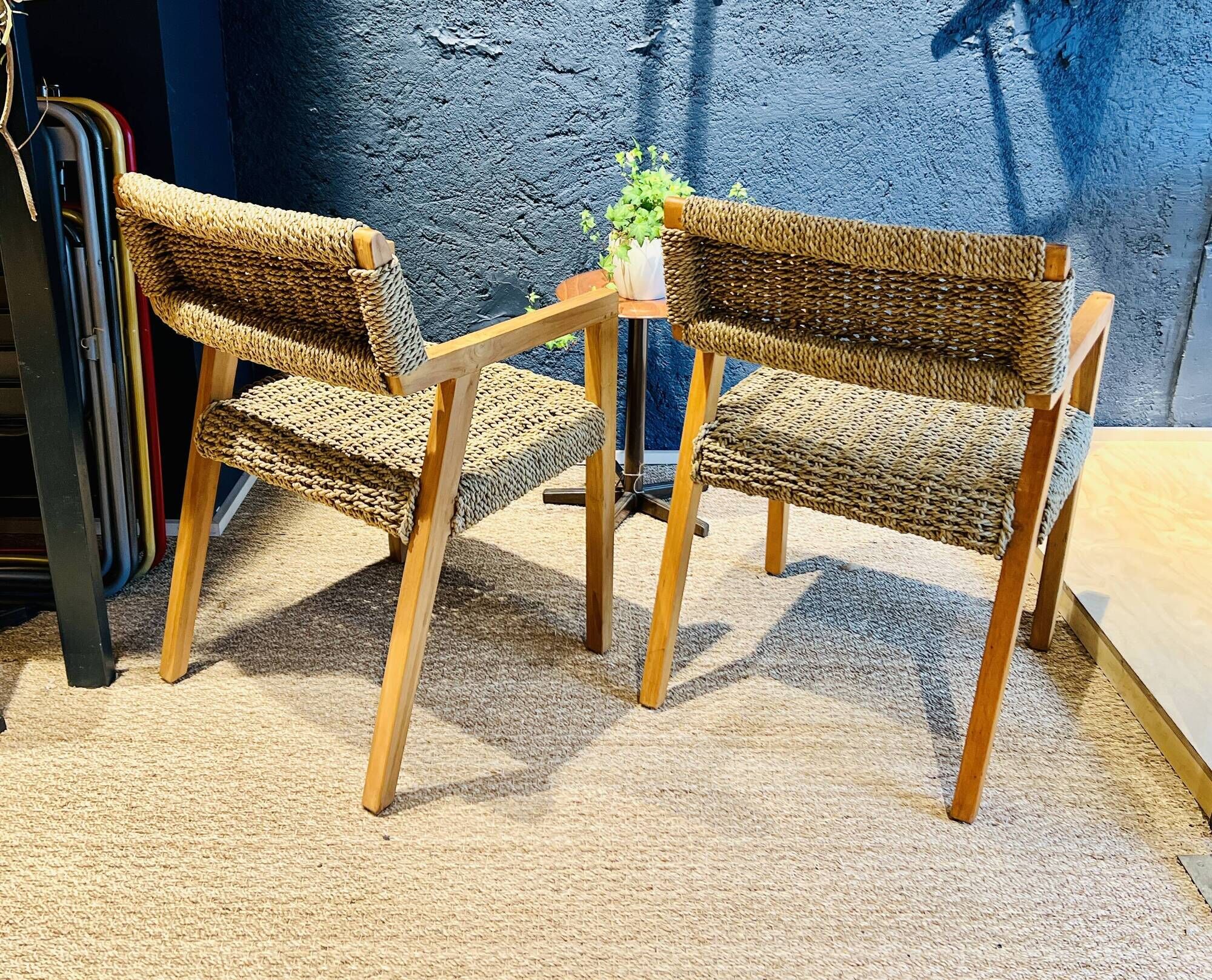 Pair of Olivier de Schrijver armchairs in water hyacinth