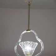 Charming Ercole Barovier Art Deco Chandelier, 'Bullicante' Glass Murano, 1940s