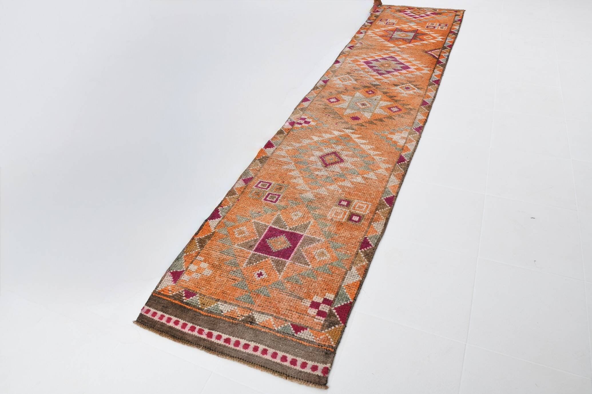 3x12 Pumpink Orange Oriental Turkish Runner Rug, 83x367Cm