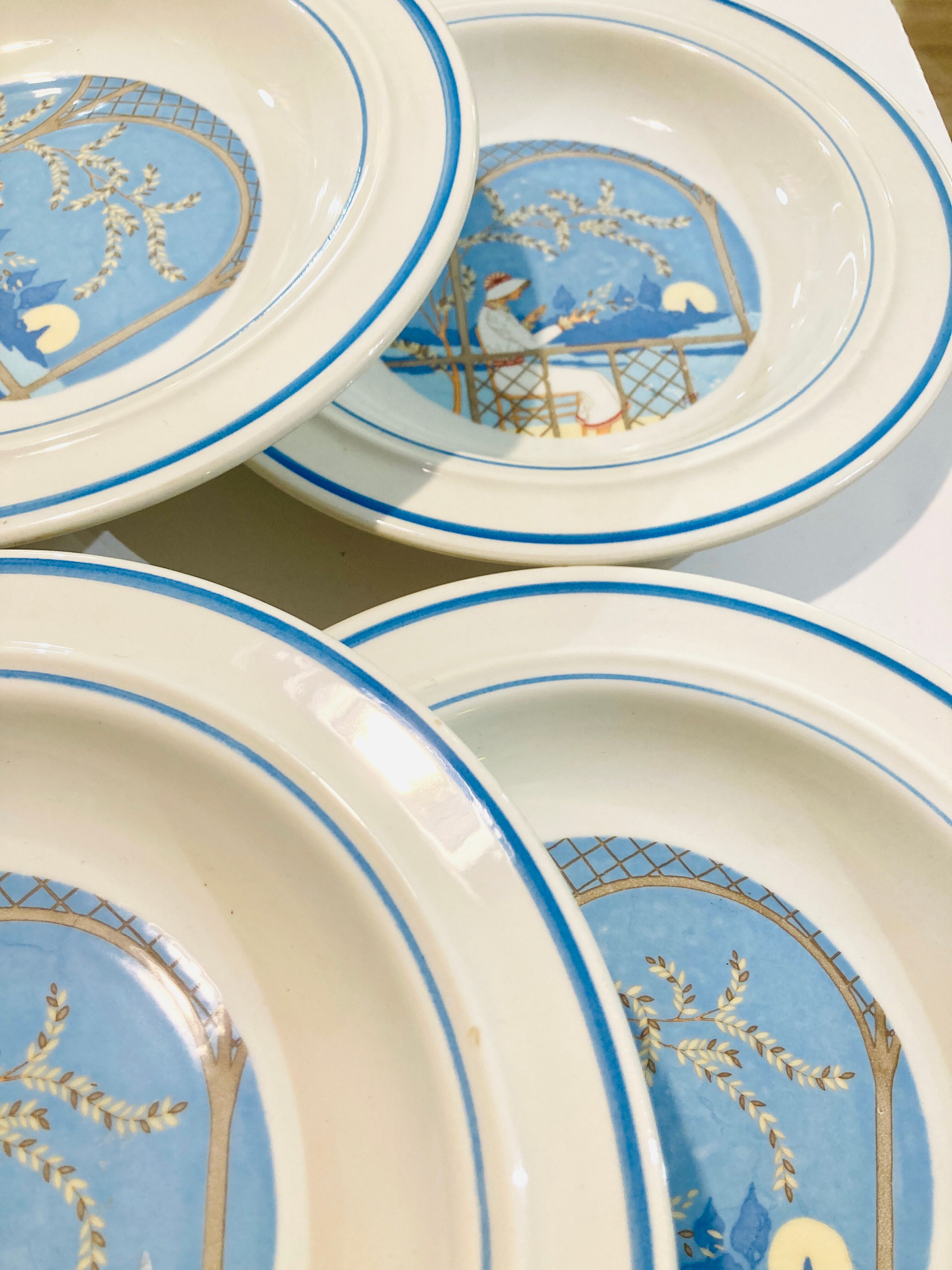 X6 hollow plates with blue pattern san marciano ceramiche- retro-kitchen- vintage