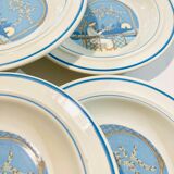X6 assiettes creuses à motif bleu san marciano ceramiche- retro-cuisine- vintage