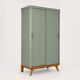 Armoire parisienne penderie 1960 vert grisé rénovée 