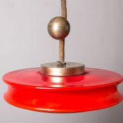 Large pendant light, adjustable in height, in glass and brass, Orion model by Schwarz and Staff Leucht