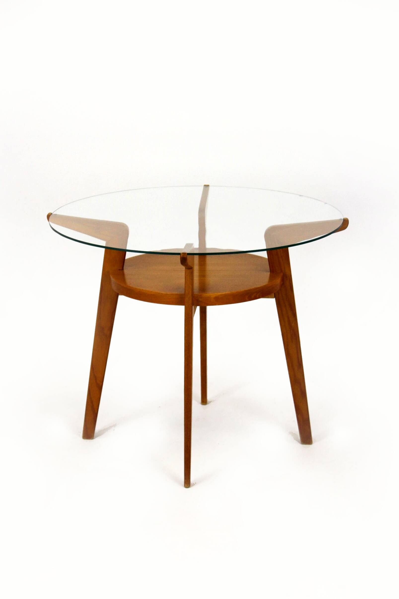 Mid-century round glass top coffee table from jitona, 1960s