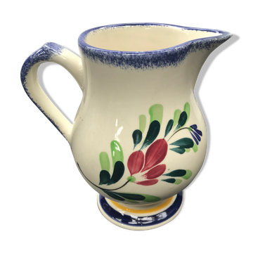 Ancien pichet Pornic céramique blanche decor peint