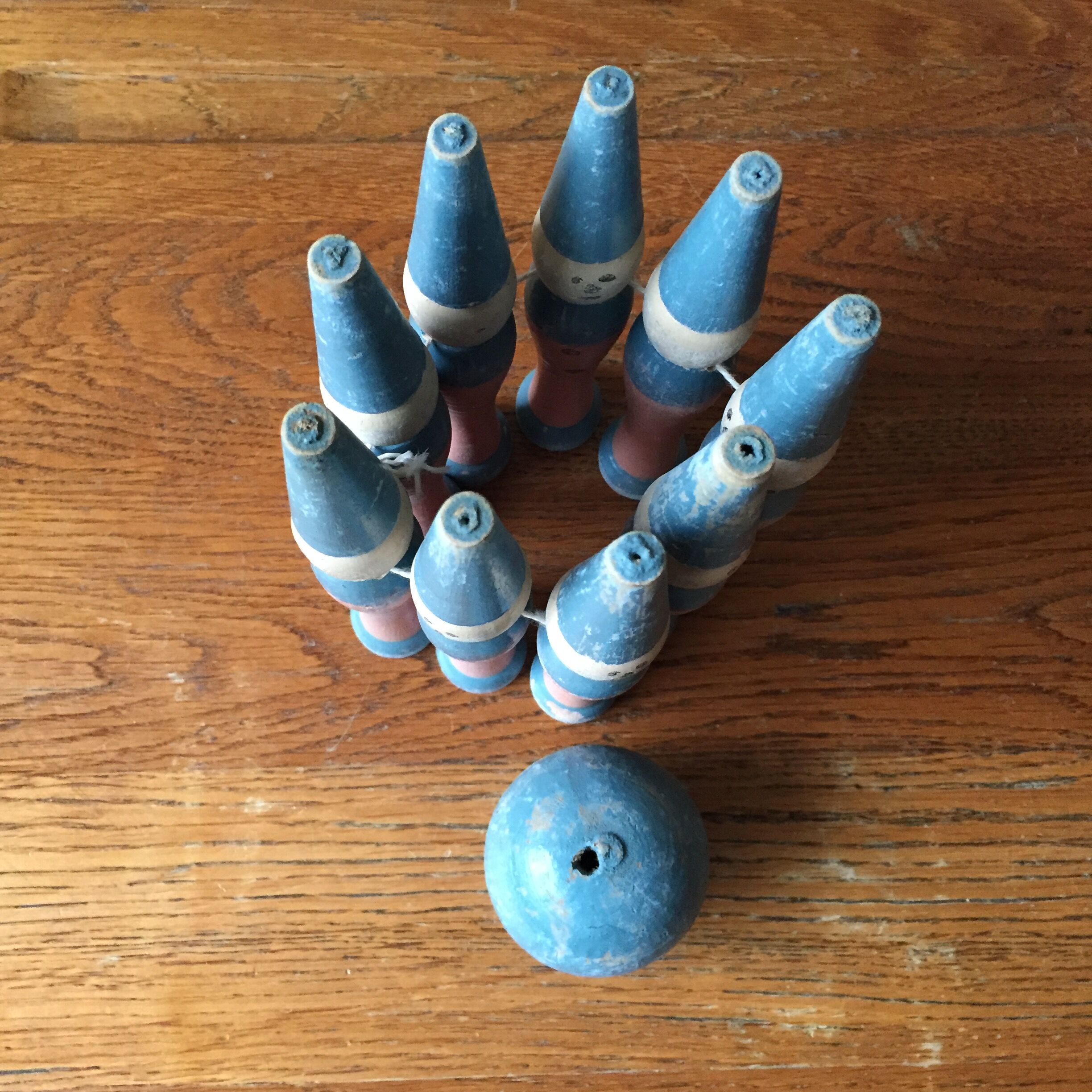 Former pierrot theme wooden bowling game